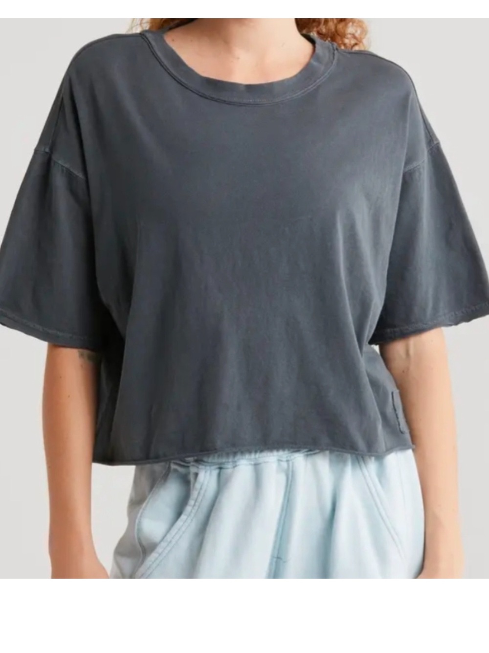 FP Movement Inspire Charcoal Cotton Oversized Women's T-Shirt Size Medium